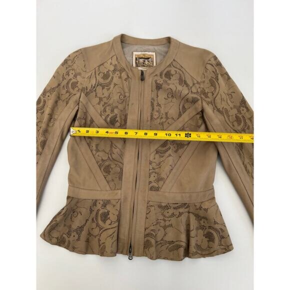 Vintage Vera Pelle Womens 8 Jacket Antica Pelleria Real Italian Leather Silk - Picture 5 of 16